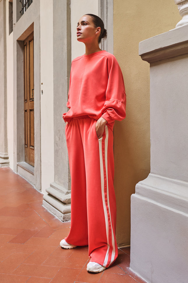 Broek Wide Stripe Modal Chili Red SP26.05006