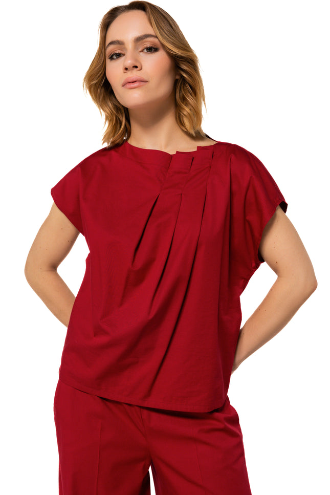 Top Plooidetail Dark Red 1610-50
