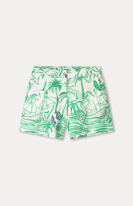 POM Amsterdam Short Beach Vibes Linen Green SP9569 Stretchshop.nl