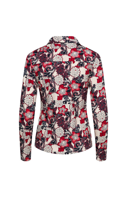 &Co woman Blouse Vayen Flower Red Multi BL417 Stretchshop.nl