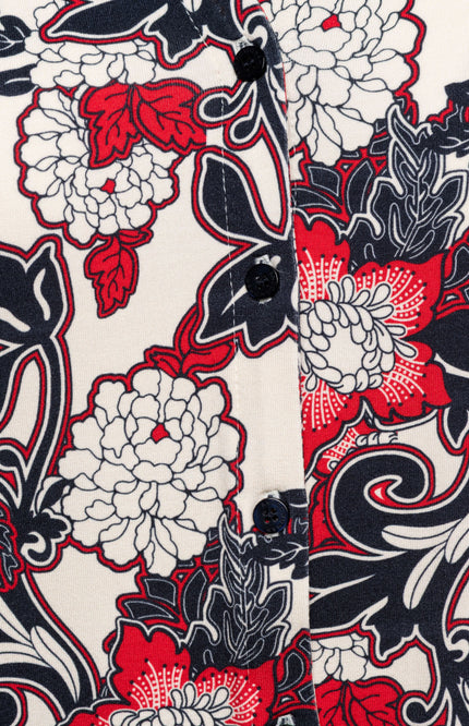 &Co woman Blouse Vayen Flower Red Multi BL417 Stretchshop.nl