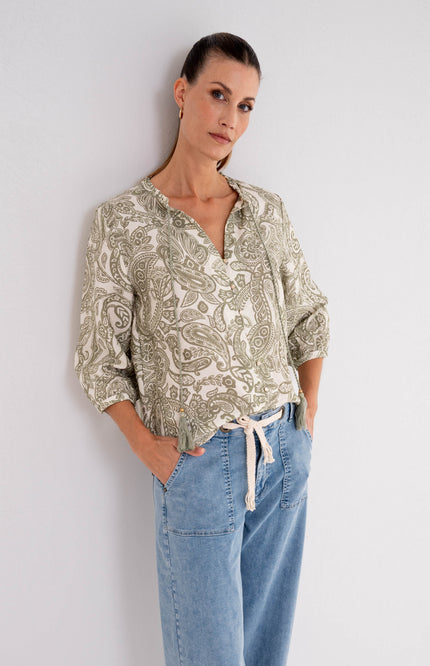 Maicazz Blouse Taisley Olive Paisley Stretchshop.nl