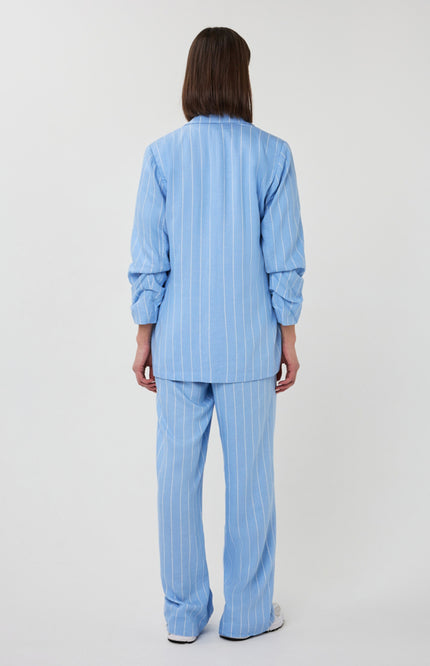 EsQualo Broek Linen Pacific Blue SP26.17006 Stretchshop.nl