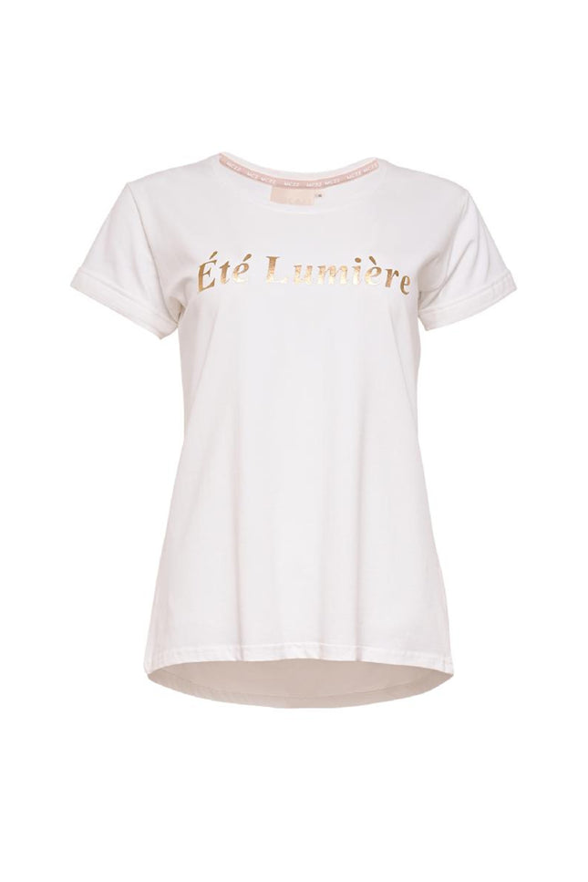 Maicazz T-shirt Onora Offwhite Gold Stretchshop.nl