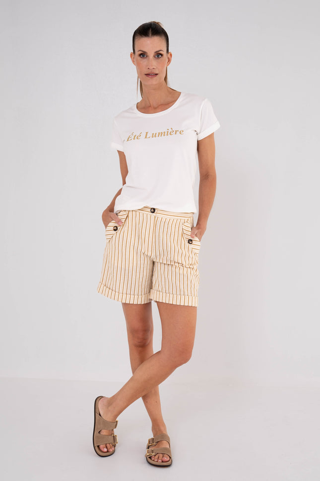 Maicazz T-shirt Onora Offwhite Gold Stretchshop.nl