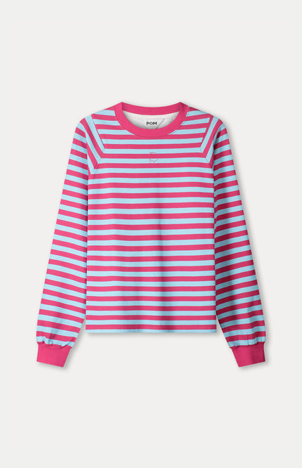 POM Amsterdam Top Striped Bright Rose Blue Multi Colour SP9486 Stretchshop.nl