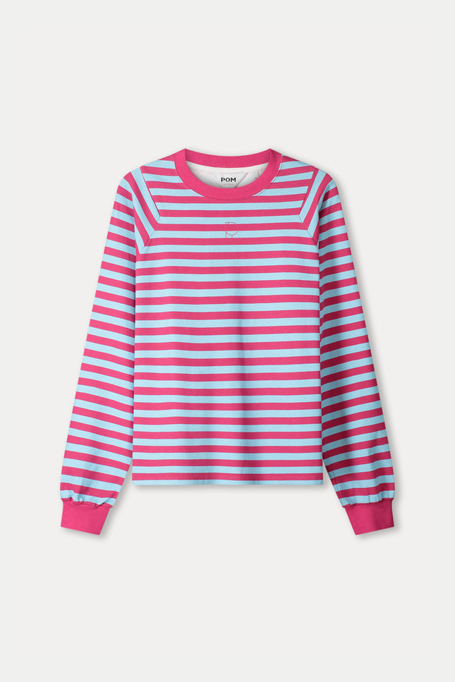 POM Amsterdam Top Striped Bright Rose Blue Multi Colour SP9486 Stretchshop.nl