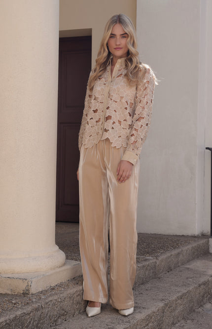 Nukus Broek Rubi Shiny Sand NKS09059 Stretchshop.nl