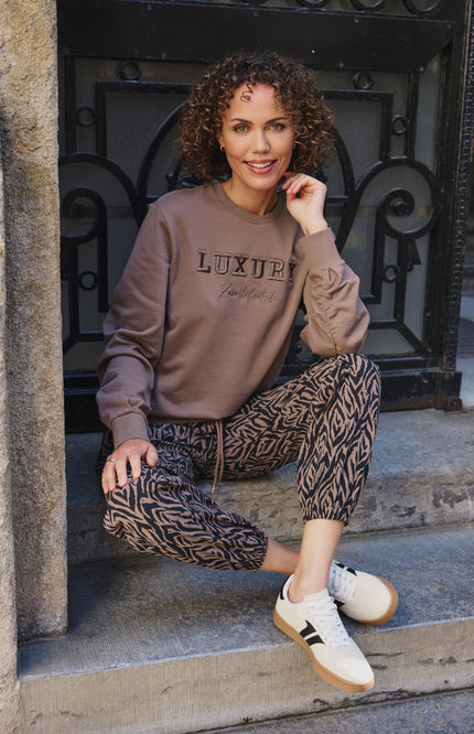 Travel Broek Fleur Mocha Navy 254