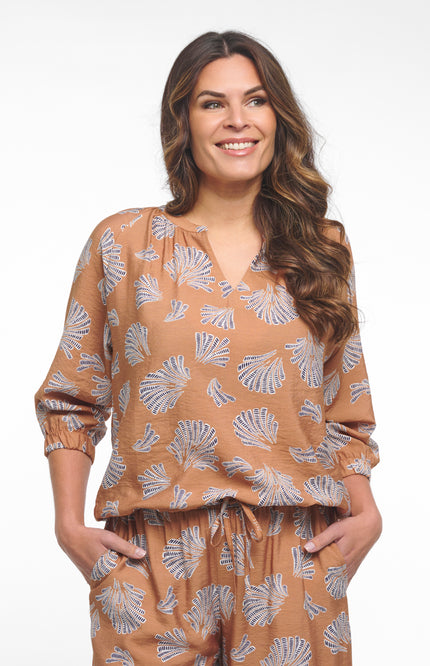 Zoso Blouse Lydia Summer Camel 262 Stretchshop.nl