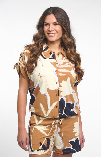 Zoso Travel Blouse Georgina Summer Camel Yellow 262 Stretchshop.nl