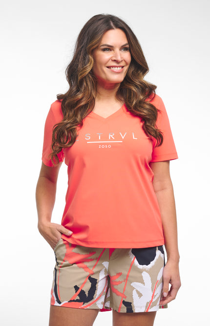 Zoso Travel T-Shirt Nancy Coral 262 Stretchshop.nl