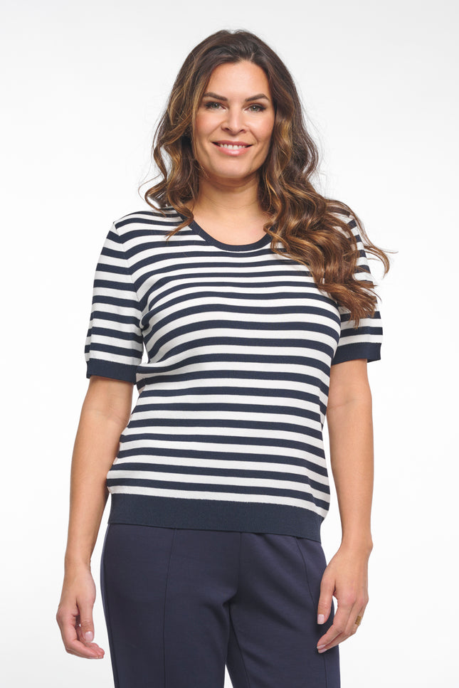 Zoso Sweater Gaby White Navy 262 Stretchshop.nl