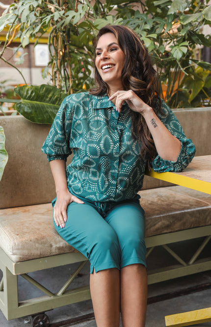 Zoso Travel Broek Capri Linda Green 263 Stretchshop.nl