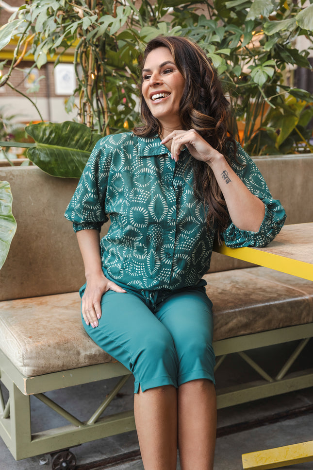 Zoso Travel Broek Capri Linda Green 263 Stretchshop.nl