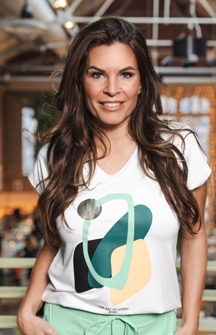 Zoso T-Shirt Romy White Multi 263 Stretchshop.nl