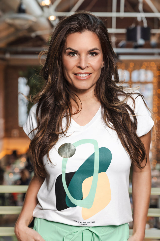 Zoso T-Shirt Romy White Multi 263 Stretchshop.nl