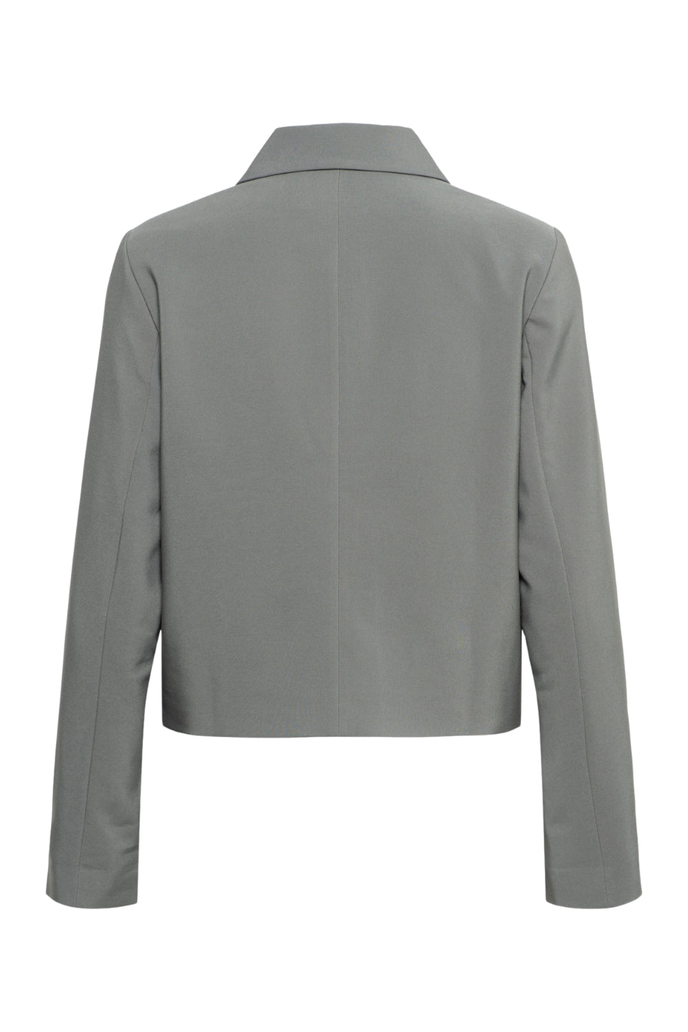 Lichte kaki blazer Cameron van &Co woman, gestikte details en knoopsluiting, op een witte achtergrond.