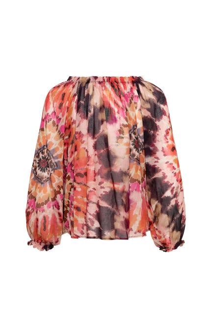 &Co woman Blouse Acha Tie-Dye Soft Pink Multi BL373 Stretchshop.nl
