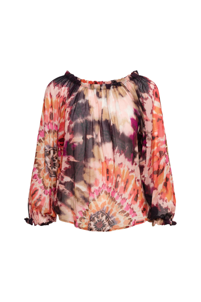 &Co woman Blouse Acha Tie-Dye Soft Pink Multi BL373 Stretchshop.nl