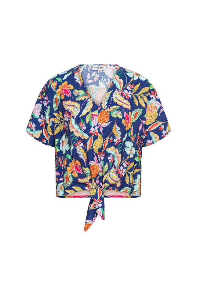 &Co woman Blouse Aruba Multi Flower Cobalt BL376 Stretchshop.nl