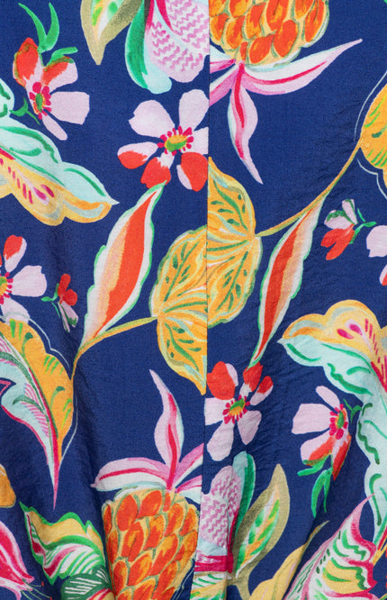 &Co woman Blouse Aruba Multi Flower Cobalt BL376 Stretchshop.nl