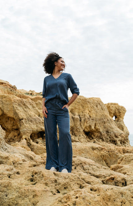 &Co woman Blouse Jennifer Indigo BL346 Stretchshop.nl