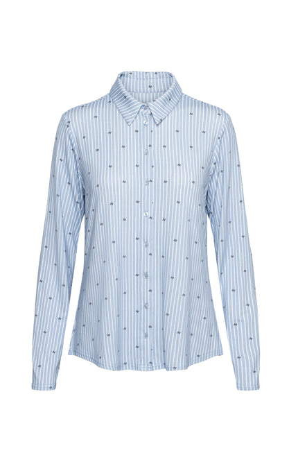 &Co woman Blouse Lotte Stripe Light Blue BL384 Stretchshop.nl