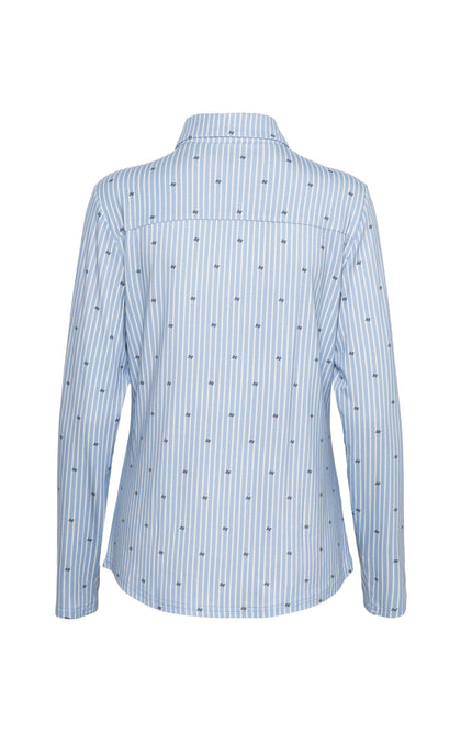 &Co woman Blouse Lotte Stripe Light Blue BL384 Stretchshop.nl