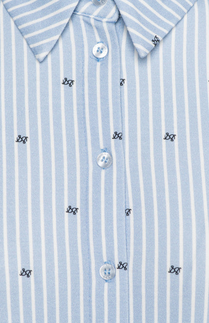 &Co woman Blouse Lotte Stripe Light Blue BL384 Stretchshop.nl