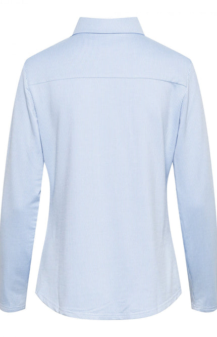 &Co woman Blouse lotte stripe white light blue BL313 Stretchshop.nl