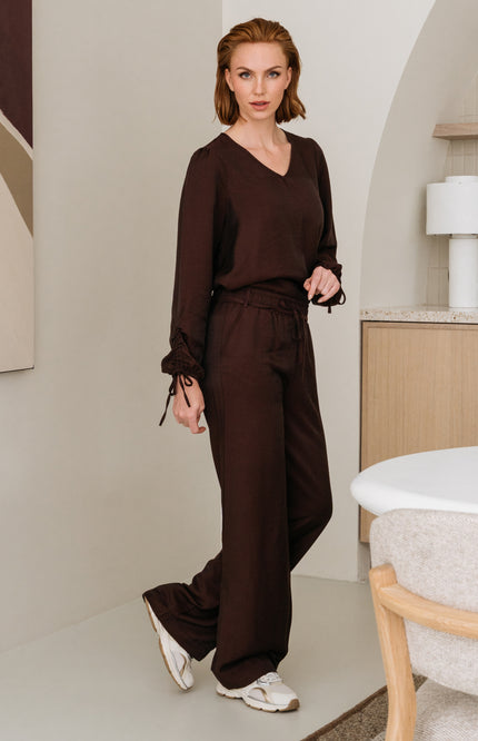 &Co woman Blouse Marbelle Chocolate BL404 Stretchshop.nl