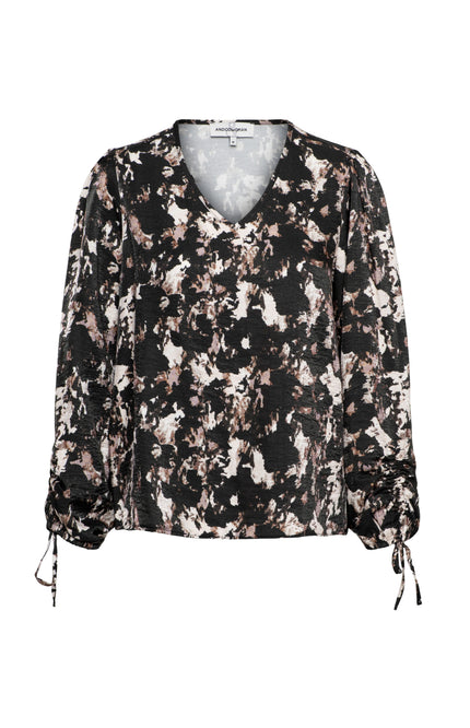 &Co woman Blouse Marbelle Rock Chocolate Multi BL388 Stretchshop.nl