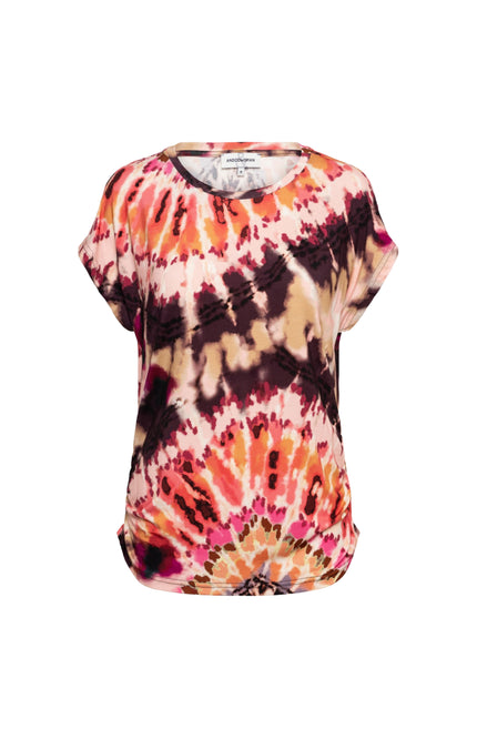 &Co woman Blouse Vineeta Tie-Dye Soft Pink Multi TO287 Stretchshop.nl