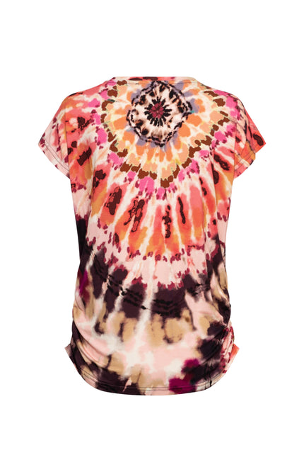 &Co woman Blouse Vineeta Tie-Dye Soft Pink Multi TO287 Stretchshop.nl