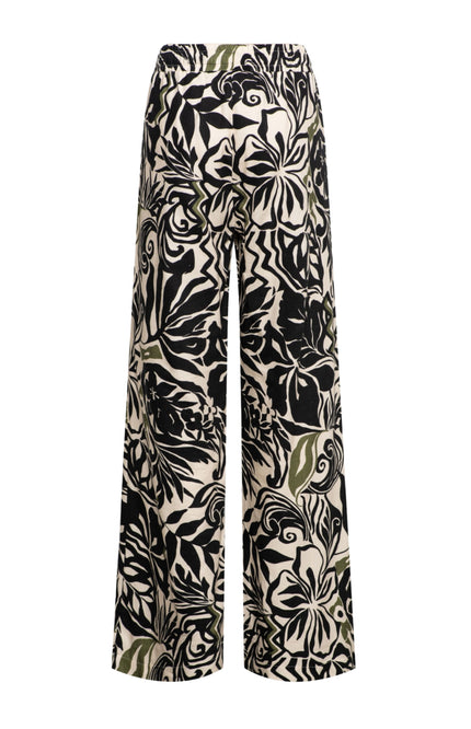 &Co woman Broek Avery Leaf Black Multi PA356 Stretchshop.nl