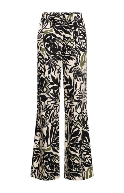 &Co woman Broek Avery Leaf Black Multi PA356 Stretchshop.nl