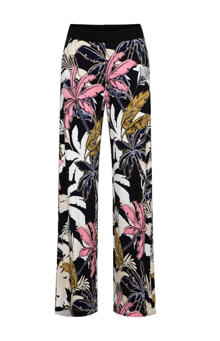 &Co woman Broek Loa Palm Black Multi PA375 Stretchshop.nl