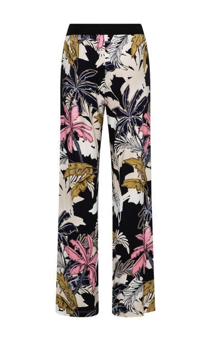 &Co woman Broek Loa Palm Black Multi PA375 Stretchshop.nl