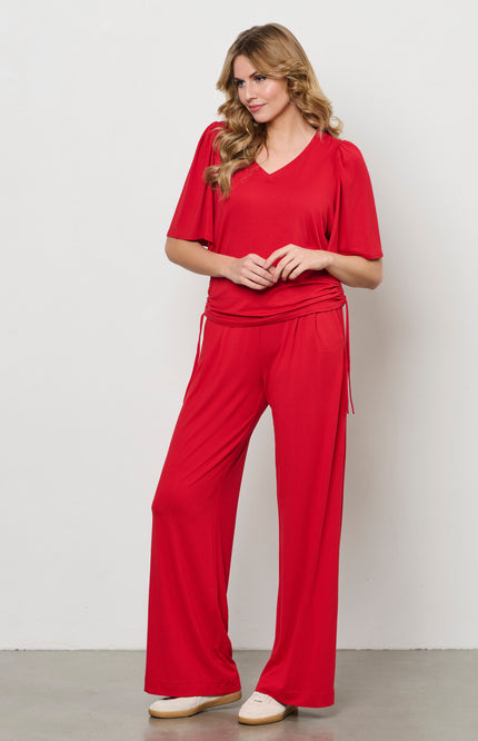 &Co woman Broek Millie Stone Red PA370 Stretchshop.nl