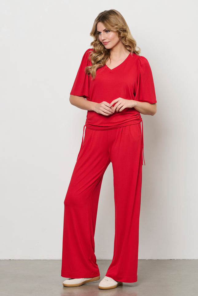 &Co woman Broek Millie Stone Red PA370 Stretchshop.nl