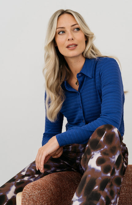 &Co woman Broek Nadine Purple Tie-Dye Iris Multi PA388 Stretchshop.nl