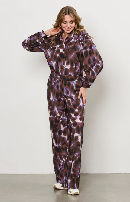 &Co woman Broek Nadine Purple Tie-Dye Iris Multi PA388 Stretchshop.nl