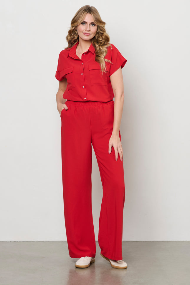 &Co woman Broek Nelly Stone Red PA366 Stretchshop.nl