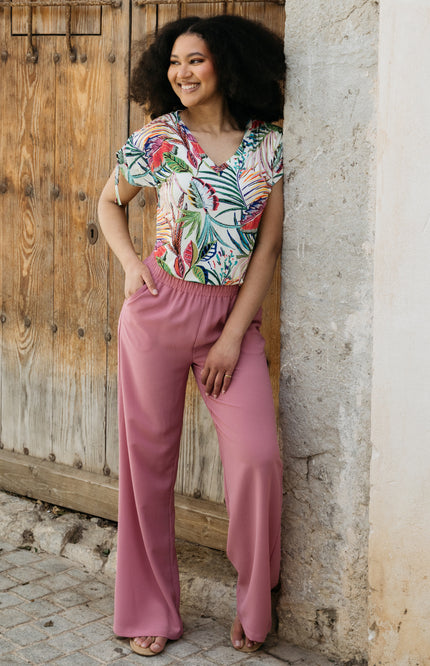 &Co woman Broek Nelly Vintage Pink PA366 Stretchshop.nl