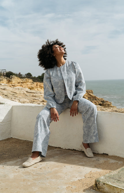 &Co woman Broek spencer light Blue Multi PA344 Stretchshop.nl