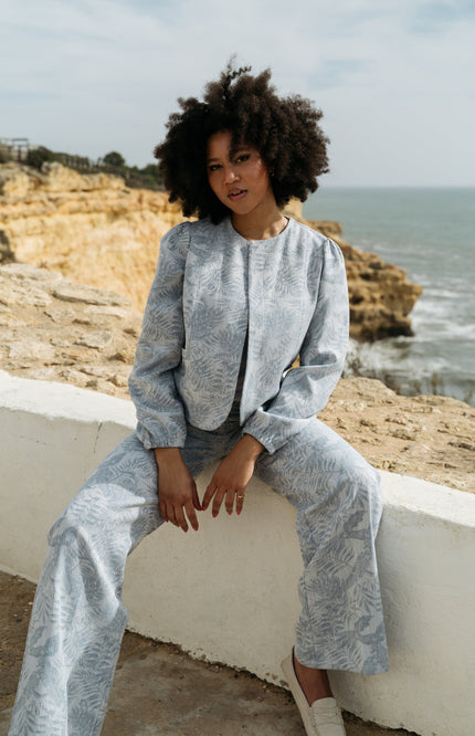 &Co woman Broek spencer light Blue Multi PA344 Stretchshop.nl