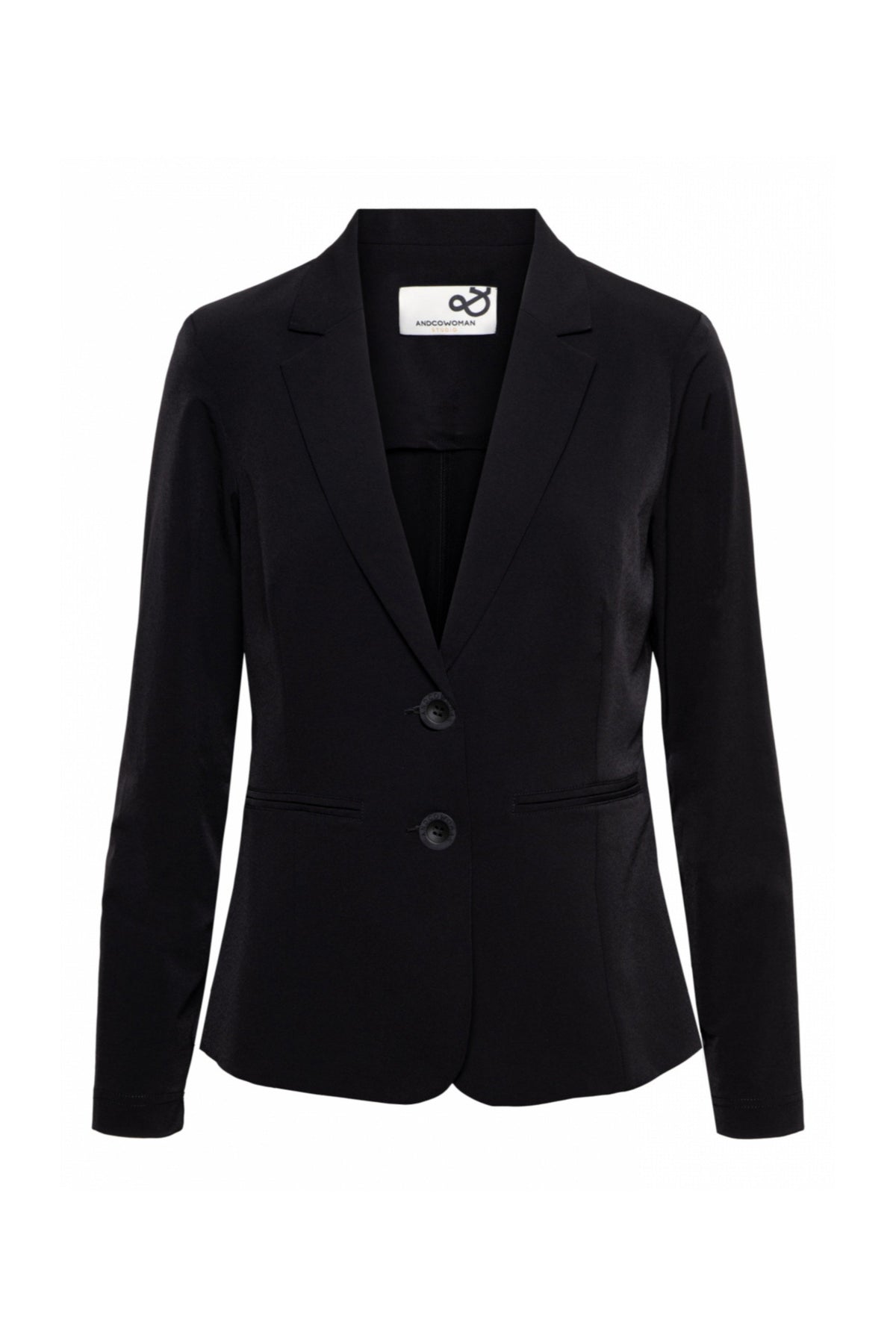 Zwarte &Co woman Heavy Travel Blazer Phileine, getailleerd damesblazer met knopen en revers voor zakelijk en casual dragen