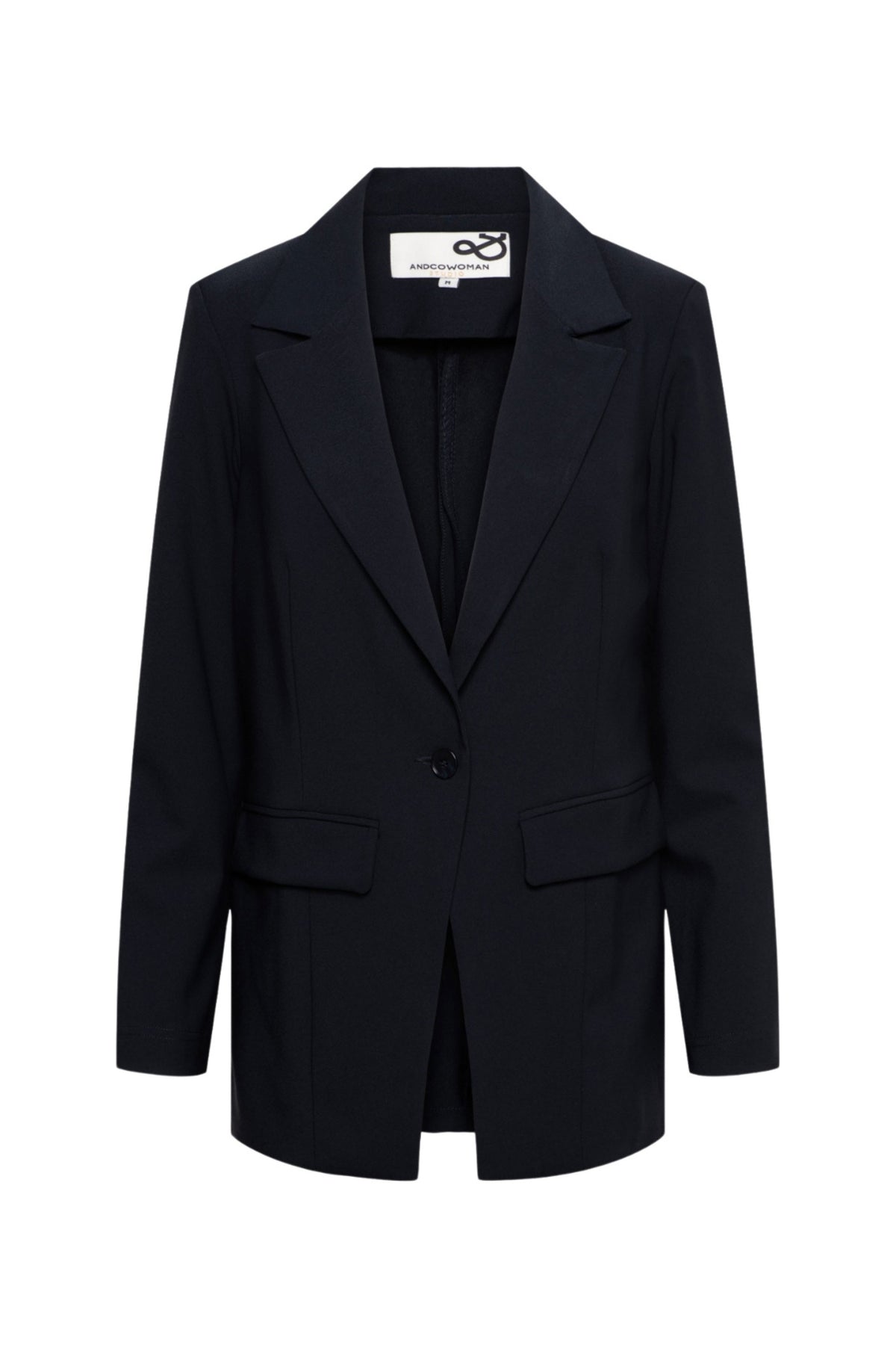 Zwarte &Co woman Heavy Travel Blazer Philline in navy, getailleerd jasje met knopen en revers voor dames.