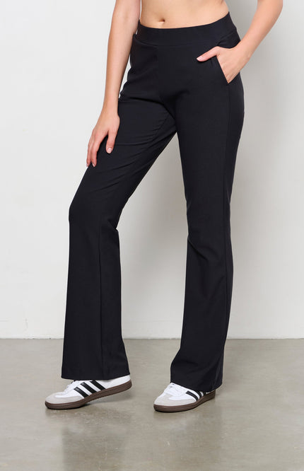 &Co woman Broek pacey flared heavy travel zwart PA343 Stretchshop.nl